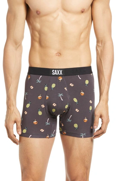 Shop Saxx Vibe Super Soft Slim Fit Boxer Briefs In Hot Tropic- Black