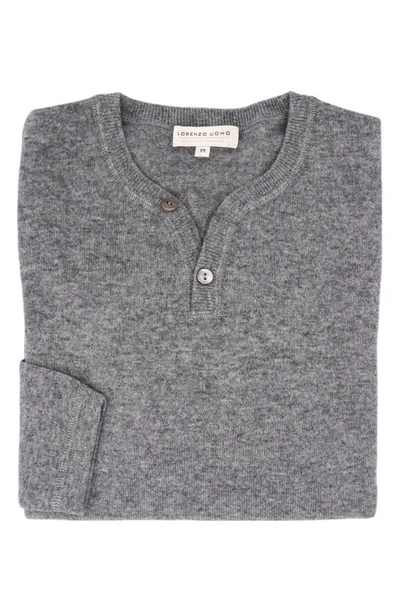 Shop Lorenzo Uomo Wool & Cashmere Henley Sweater In Light Grey
