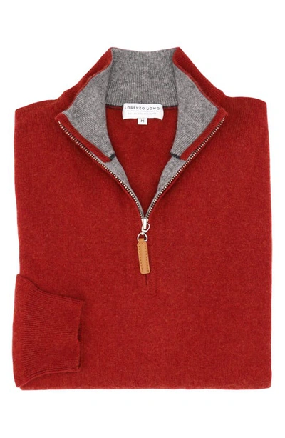 Shop Lorenzo Uomo Quarter Zip Wool & Cashmere Sweater In Rust