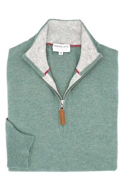 Shop Lorenzo Uomo Quarter Zip Wool & Cashmere Sweater In Sage