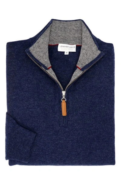 Shop Lorenzo Uomo Quarter Zip Wool & Cashmere Sweater In Denim