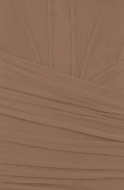 House Of Cb Valentina Asymmetric Cutout One-shoulder Midi Dress In Mocha