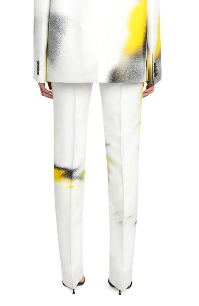 Shop Alexander Mcqueen Mushroom Spore High Waist Cigarette Trousers In White - Acid Yellow