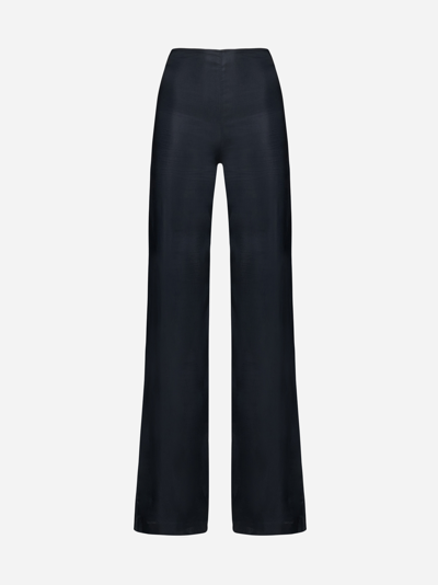 Shop Jacquemus Soffio Viscose And Silk Trousers In Navy