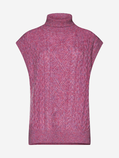 Shop Baum Und Pferdgarten Cilina Cable-knit Wool-blend Vest In Rose Melange