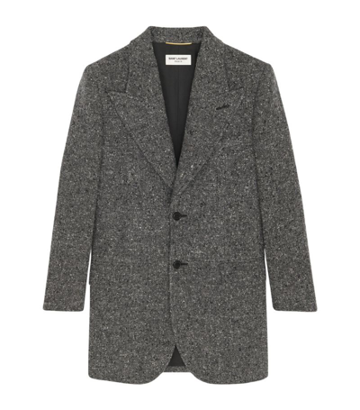 Shop Saint Laurent Wool-blend Single-breasted Blazer In Grey