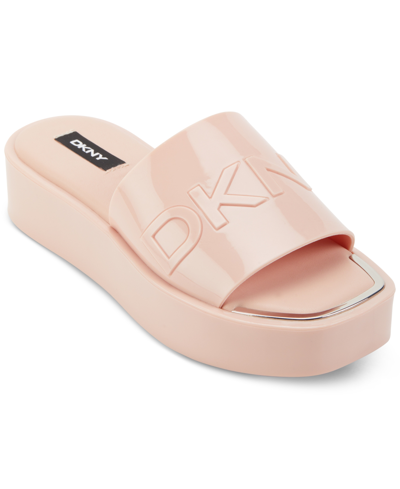 Shop Dkny Women's Laren Platform Slide Sandals In Powder
