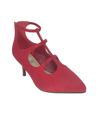 Shop Impo Women's Elexis Memory Foam Kitten Heel Pumps In Scarlet Red