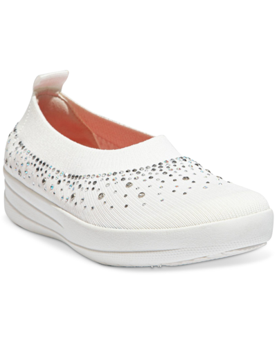 Shop Fitflop Women's Uberknit Ombre Crystal Ballet Sneaker Flats In Urban White