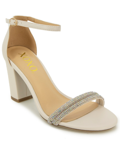 Shop Xoxo Women's Salima Rhinestone Detailed Ankle Strap Sandal In Off White