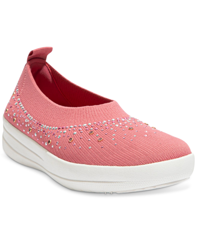 Shop Fitflop Women's Uberknit Ombre Crystal Ballet Sneaker Flats Women's Shoes In Deep Pink