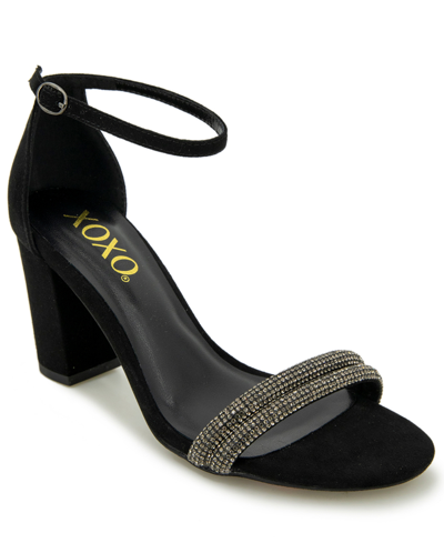 Shop Xoxo Women's Salima Rhinestone Detailed Ankle Strap Sandal In Black Glit