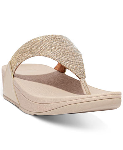 Shop Fitflop Women's Lulu Glitz Toe-post Sandals In Platino