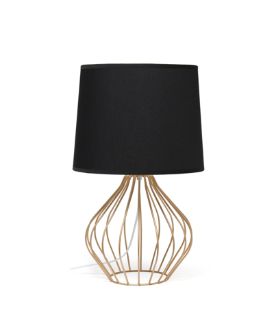 Simple Designs Geometrically Wired Table Lamp In Copper With Black Shade
