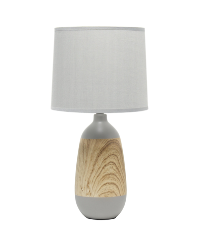 Shop Simple Designs Ceramic Oblong Table Lamp In Gray With Light Wood