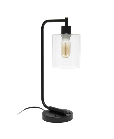 Shop Lalia Home Modern Desk Lamp With Usb Port And Glass Shade In Black