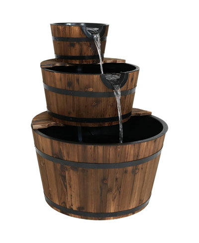 Shop Sunnydaze Decor Rustic 3-tier Wooden Fir Barrel-style Water Fountain - 30 In In Brown