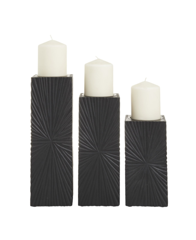 Shop Cosmoliving By Cosmopolitan Mdf Contemporary Candle Holder, Set Of 3 In Black