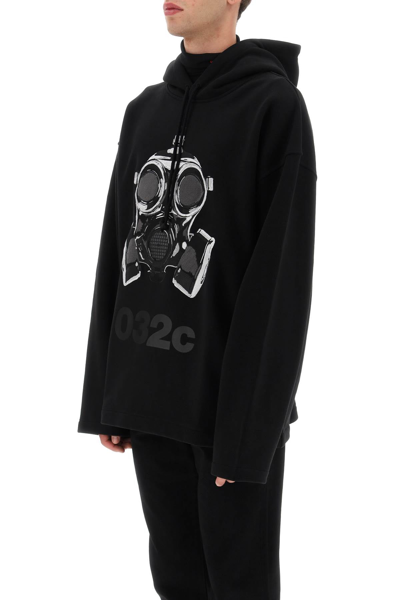 Shop 032c Hooded Sweatshirt With Mask Embroidery In Black
