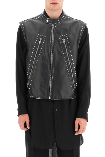 Shop Mm6 Maison Margiela Studded Leather Vest In Black