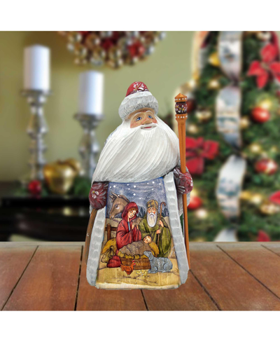 Shop G.debrekht The Good Shepherd's Birth Hand-painted Wood Carved Holiday Masterpiece In Multi Color