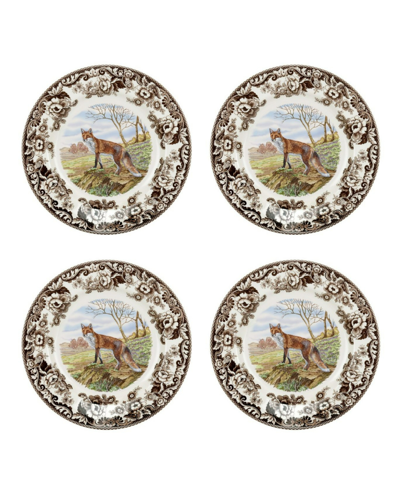 Spode Woodland Red Fox Dinner Plates, Set Of 4 In Brown