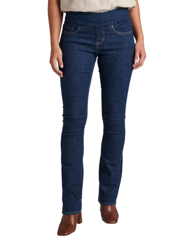 Shop Jag Petite Paley Mid Rise Bootcut Pull-on Jeans In Ink