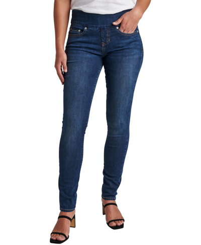 Shop Jag Petite Nora Mid Rise Skinny Pull-on Jeans In Anchor Blue