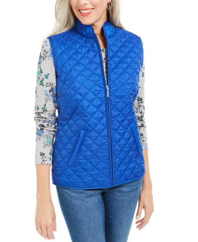 Shop Karen Scott Petite Quilted Puffer Vest, Created For Macy's In Ultra Blue