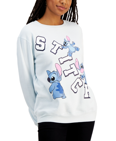 Shop Disney Juniors' Stitch Crewneck Sweatshirt In Ice Melt