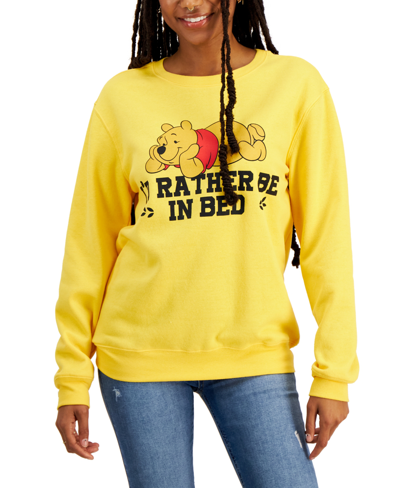 Shop Disney Juniors' Rather Be In Bed Pooh Sweatshirt In Mimosa