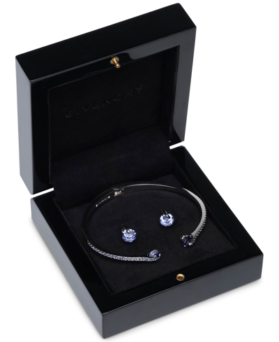 Givenchy 2-pc. Set Color Floating Stone & Crystal Cuff Bangle Bracelet & Matching Stud Earrings In Purple