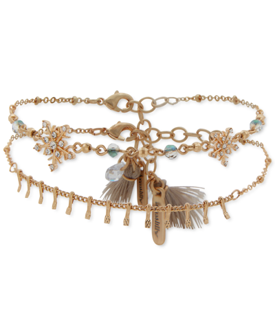 Shop Lonna & Lilly Gold-tone 2-pc. Set Pave Starburst Ankle Bracelets In White