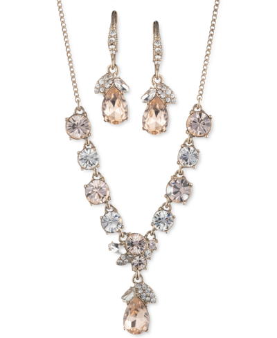 Givenchy Gold-tone 2-pc. Set Pink Stone & Crystal Fancy Statement Necklace  & Matching Drop Earrings | ModeSens