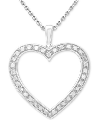 Shop Marsala Diamond Heart 18" Pendant Necklace (1/4 Ct. T.w.) In Sterling Silver