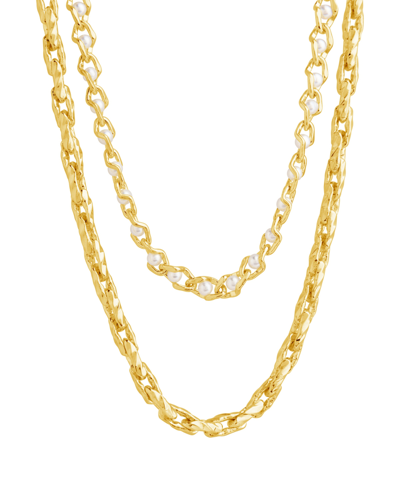 Shop Sterling Forever Amedea Layered Necklace In Gold-plated