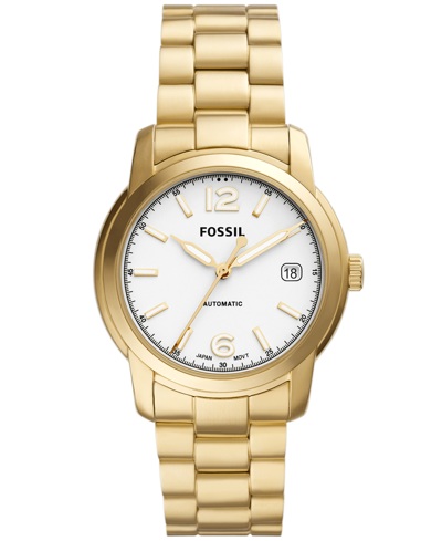 Shop Fossil Women's Heritage Automatic Gold-tone Stainless Steel Bracelet Watch 38mm