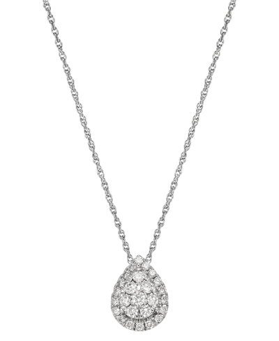Forever Grown Diamonds Lab-created Diamond Teardrop Halo Cluster Pendant Necklace (3/8 Ct. T.w.) In Sterling Silver, 16" + In Sterling Silver