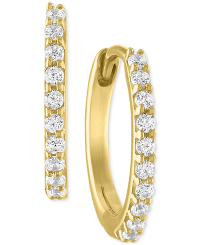Shop Forever Grown Diamonds Lab-created Diamond Extra Small Hoop Earrings (1/10 Ct. T.w.) In 10k White Or Yellow Gold