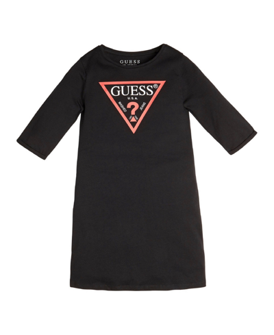 Shop Guess Big Girls Triangle Long Sleeve T-shirt Dress In Black