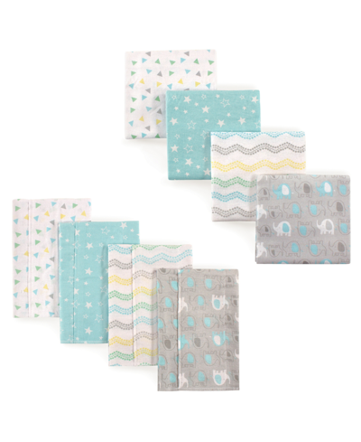 Shop Luvable Friends Baby Boys And Girls Flannel Burp Cloths And Receiving Blankets, 8-piece Set In Basic Elephant