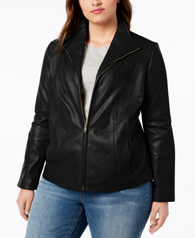 cole haan plus size leather jacket
