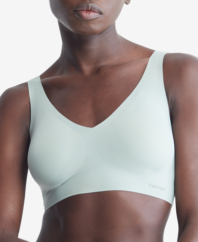 Shop Calvin Klein Women's Invisibles Comfort Plunge Push-up Bralette Qf5785 In Sage Meadow