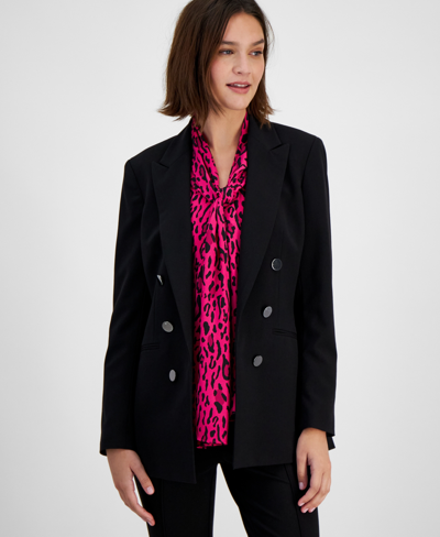 Shop Bar Iii Women's Bi-stretch Faux-double-breasted Jacket, Created For Macy's In Black