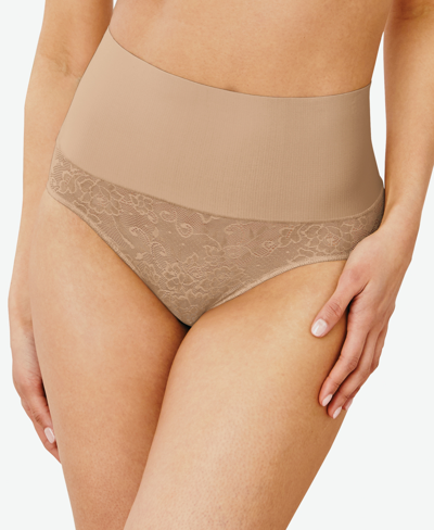 Shop Maidenform Tame Your Tummy Firm Control Brief Dm0051 In Beige Swing Lace