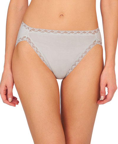 Shop Natori Bliss Lace-trim Cotton French-cut Brief Underwear 152058 In Linen