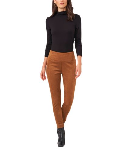 Shop Vince Camuto Women's Wide-waistband Pull-on Leggings In Vicuna