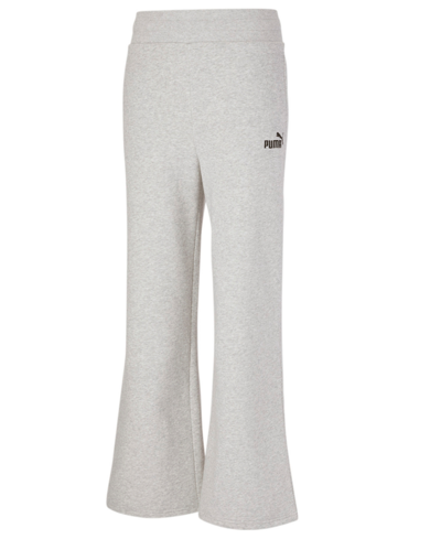 Shop Puma Women's Ess+ Embroidered Drawcord Wide-leg Sweatpants In Light Gray Heather