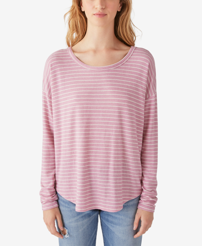 Shop Lucky Brand Jersey Long Sleeve Shirt In Pink Stripe