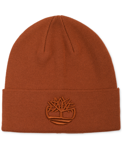 Shop Timberland Men's Tonal 3d Embroidery Beanie In Rust